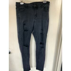 Wax Jeans Weathered Torn Size 16 Pre-Owned Black.